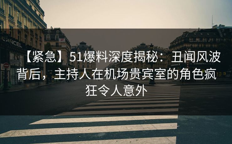 【紧急】51爆料深度揭秘:丑闻风波背后,主持人在机场贵宾室的角色疯狂令人意外 【紧急】51爆料深度揭秘:丑闻风波背后,主持人在机场贵宾室的角色疯狂令人意外