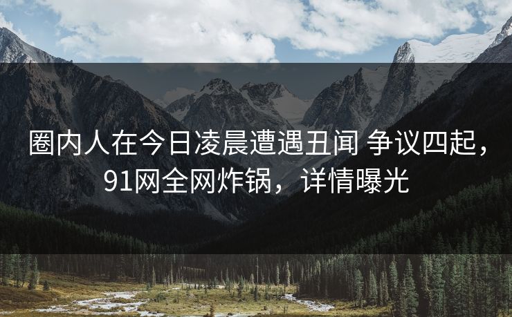 圈内人在今日凌晨遭遇丑闻 争议四起,91网全网炸锅,详情曝光