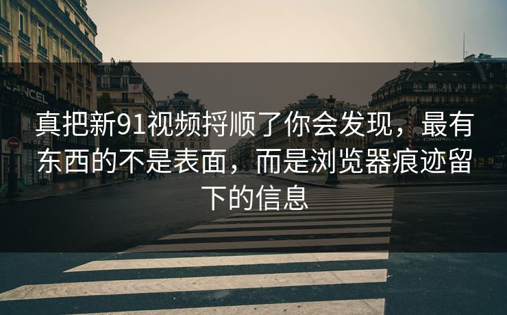 真把新91视频捋顺了你会发现,最有东西的不是表面,而是浏览器痕迹留下的信息