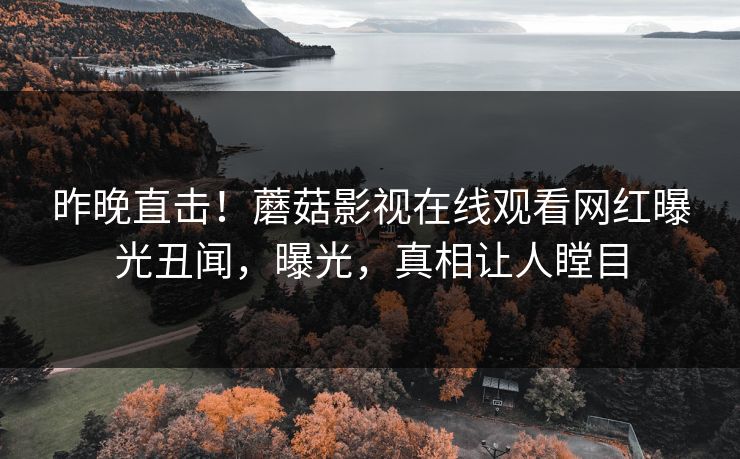 昨晚直击！蘑菇影视在线观看网红曝光丑闻，曝光，真相让人瞠目