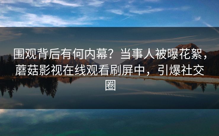 围观背后有何内幕？当事人被曝花絮，蘑菇影视在线观看刷屏中，引爆社交圈